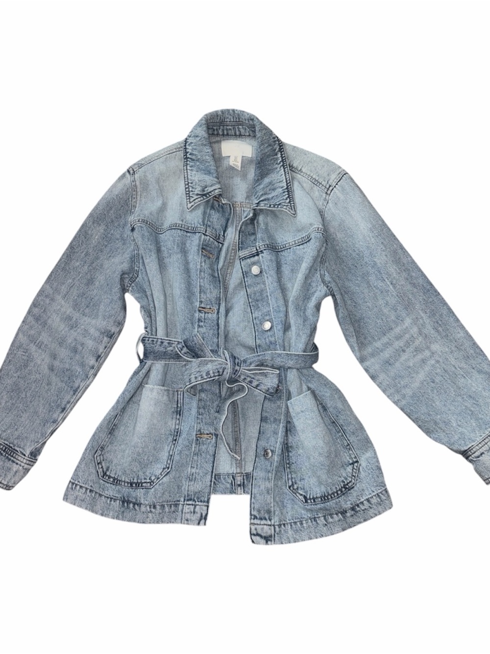 H&M Light Blue Denim Belted Jacket - Women's